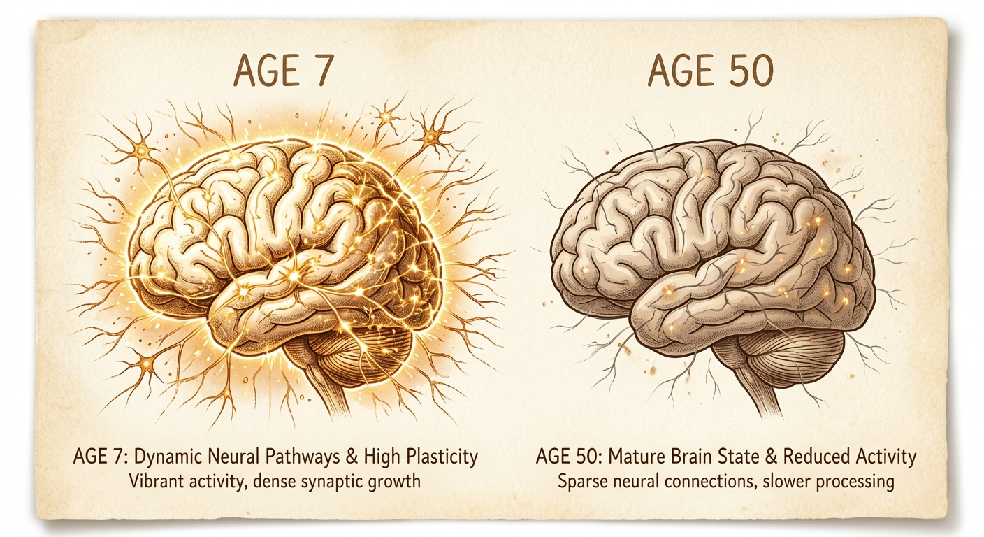 Brain activity comparison child vs adult